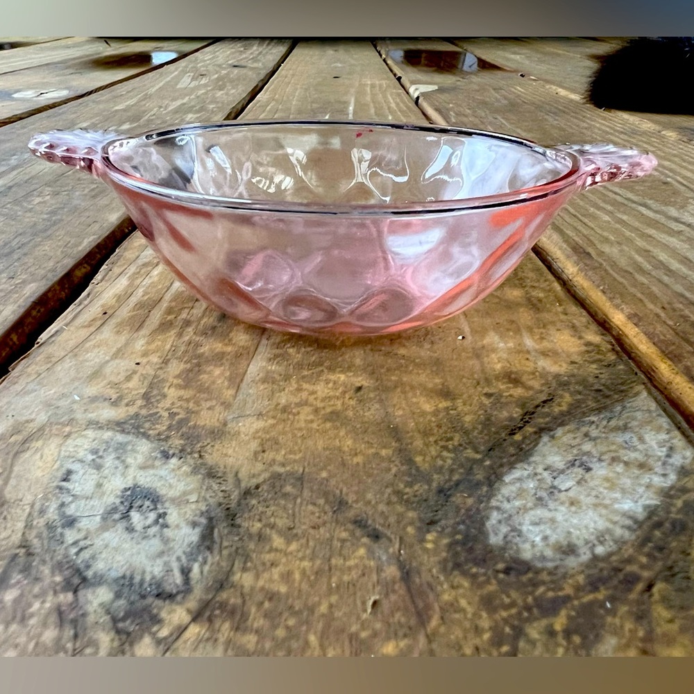 Pink depression glass desert bowl